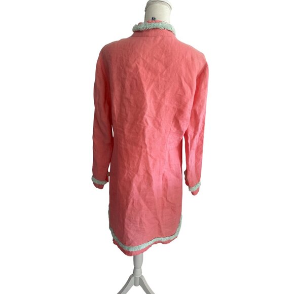 SAIL TO SABLE Coral Mint Green STS Linen Shift Dress Size Large - Picture 4 of 8